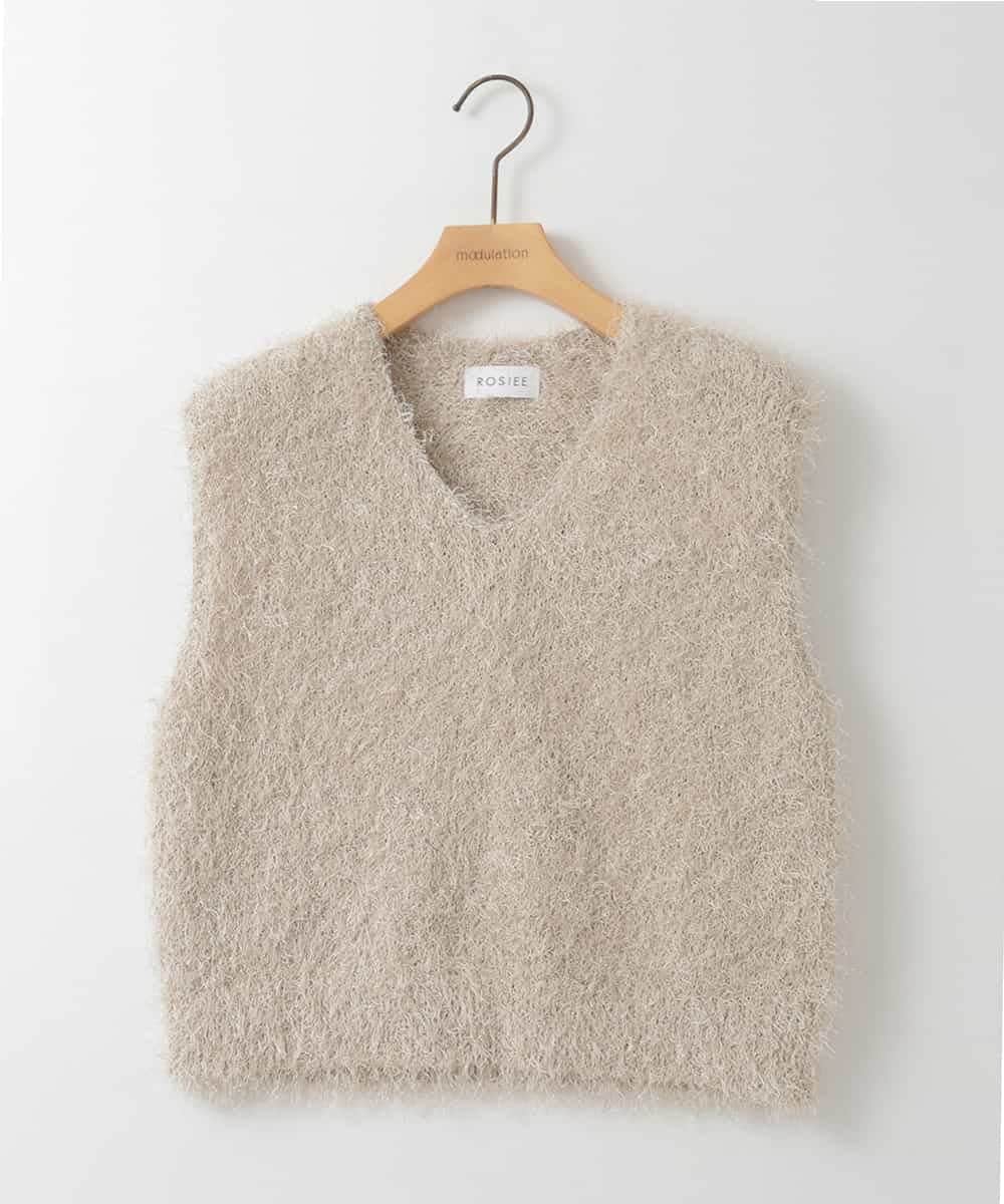 ZMFEE05100 al'aise modulation(アレーズモジュレーション) 【洗える】シャギーベスト ライトグレー