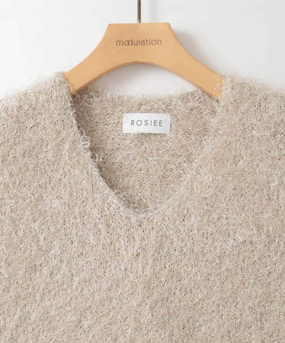 ZMFEE05100 al'aise modulation(アレーズモジュレーション) 【洗える】シャギーベスト ライトグレー