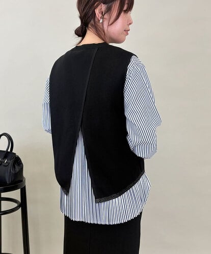 ZMFEE05150 al'aise modulation 【セットアイテム/洗える】プリーツブラウス×デザインニットベスト