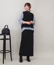 ZMFEE05150 al'aise modulation(アレーズモジュレーション) 【セットアイテム/洗える】ストライププリーツブラウス×ニットベスト ネイビー