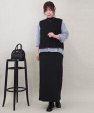 ZMFEE05150 al'aise modulation(アレーズモジュレーション) 【セットアイテム/洗える】ストライププリーツブラウス×ニットベスト ネイビー