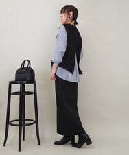 ZMFEE05150 al'aise modulation(アレーズモジュレーション) 【セットアイテム/洗える】ストライププリーツブラウス×ニットベスト ネイビー