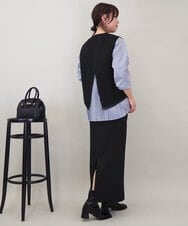 ZMFEE05150 al'aise modulation(アレーズモジュレーション) 【セットアイテム/洗える】ストライププリーツブラウス×ニットベスト ネイビー