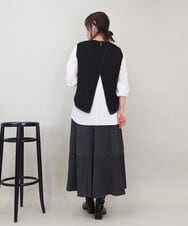 ZMFEE05150 al'aise modulation(アレーズモジュレーション) 【セットアイテム/洗える】ストライププリーツブラウス×ニットベスト ブラック