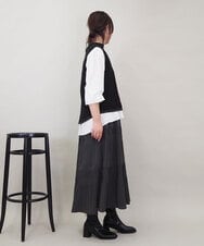 ZMFEE05150 al'aise modulation(アレーズモジュレーション) 【セットアイテム/洗える】ストライププリーツブラウス×ニットベスト ブラック