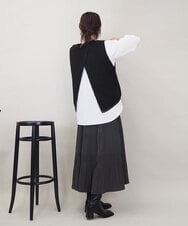 ZMFEE05150 al'aise modulation(アレーズモジュレーション) 【セットアイテム/洗える】ストライププリーツブラウス×ニットベスト ブラック