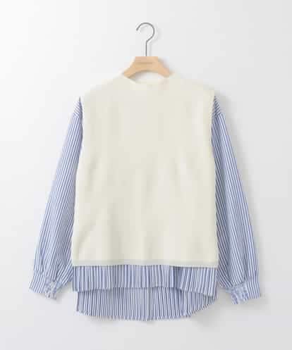 ZMFEE05150 al'aise modulation 【セットアイテム/洗える】プリーツブラウス×デザインニットベスト