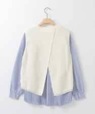 ZMFEE05150 al'aise modulation(アレーズモジュレーション) 【セットアイテム/洗える】プリーツブラウス×デザインニットベスト ホワイト