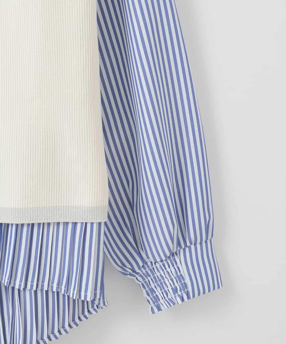 ZMFEE05150 al'aise modulation(アレーズモジュレーション) 【セットアイテム/洗える】プリーツブラウス×デザインニットベスト ホワイト