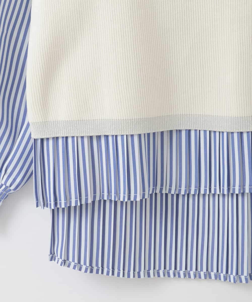 ZMFEE05150 al'aise modulation(アレーズモジュレーション) 【セットアイテム/洗える】プリーツブラウス×デザインニットベスト ホワイト