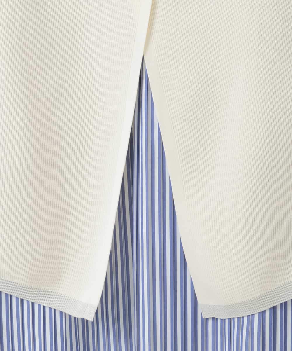 ZMFEE05150 al'aise modulation(アレーズモジュレーション) 【セットアイテム/洗える】プリーツブラウス×デザインニットベスト ホワイト