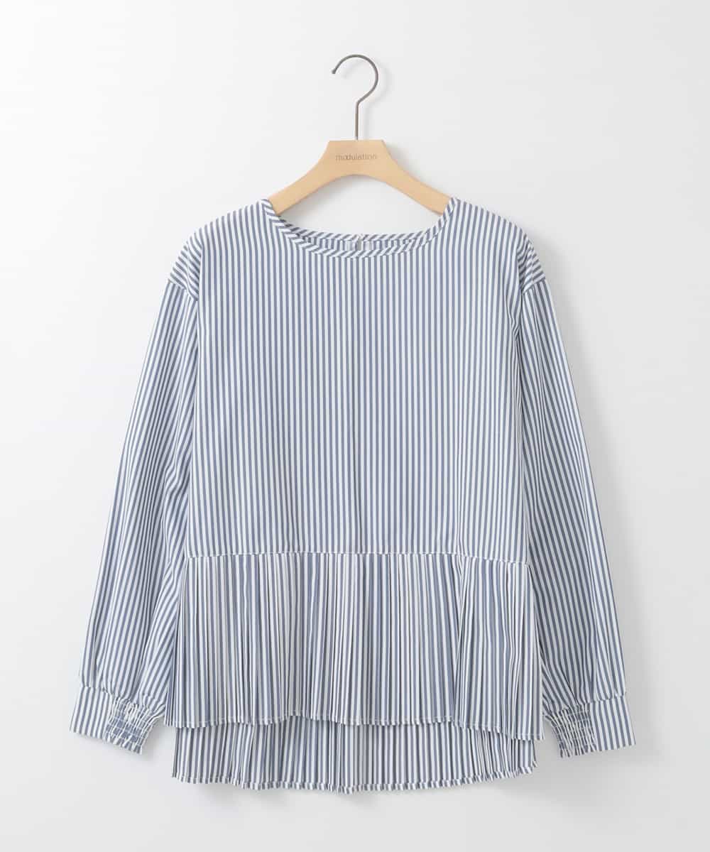 ZMFEE05150 al'aise modulation(アレーズモジュレーション) 【セットアイテム/洗える】プリーツブラウス×デザインニットベスト ホワイト