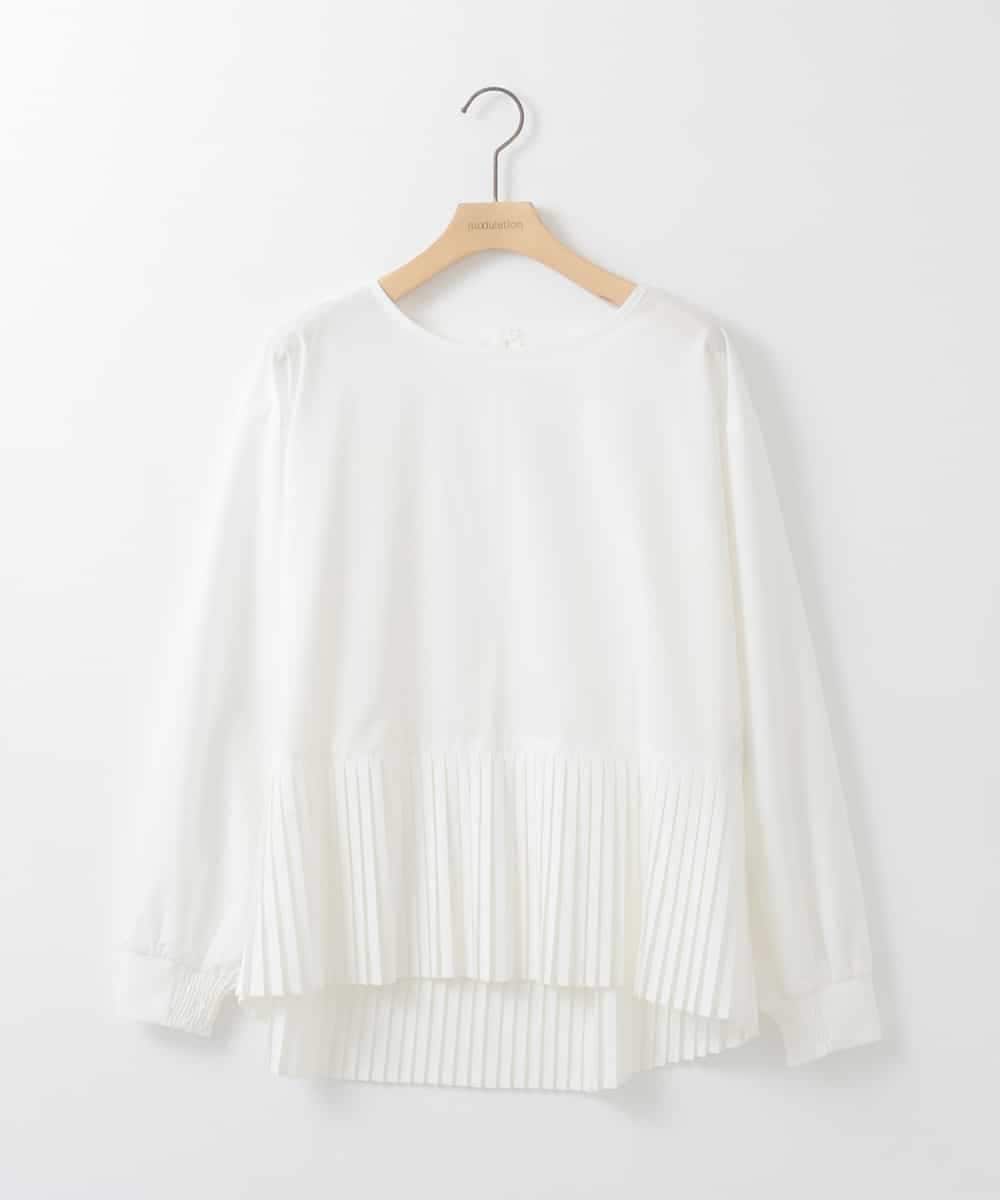 ZMFEE05150 al'aise modulation(アレーズモジュレーション) 【セットアイテム/洗える】プリーツブラウス×デザインニットベスト ホワイト