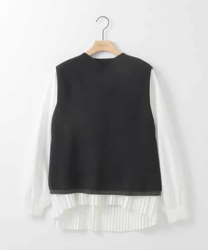 ZMFEE05150 al'aise modulation 【セットアイテム/洗える】プリーツブラウス×デザインニットベスト