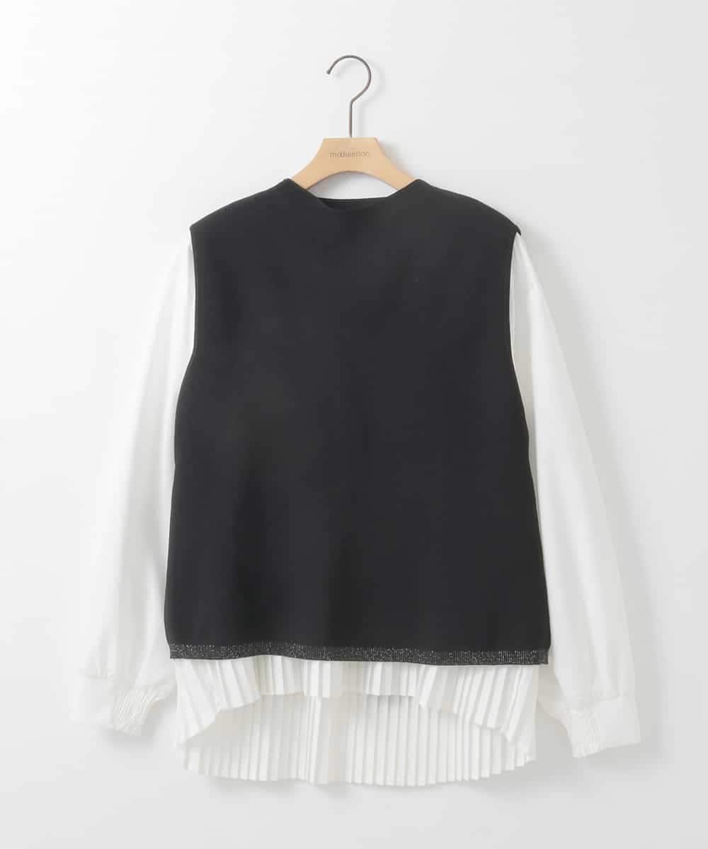 ZMFEE05150 al'aise modulation(アレーズモジュレーション) 【セットアイテム/洗える】プリーツブラウス×デザインニットベスト ブラック