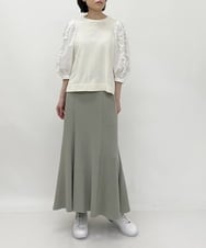 ZMFET04154 al'aise modulation(アレーズモジュレーション) 異素材ドッキングニットプルオーバー ホワイト