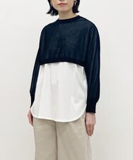 ZMFET12169 al'aise modulation(アレーズモジュレーション) 【セットアイテム】ロゴ入りカットソー×シアーニット ホワイト×ブラック
