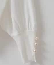 ZMFET14139 al'aise modulation(アレーズモジュレーション) 【洗える】パールアクセントデザインニットプルオーバー ホワイト