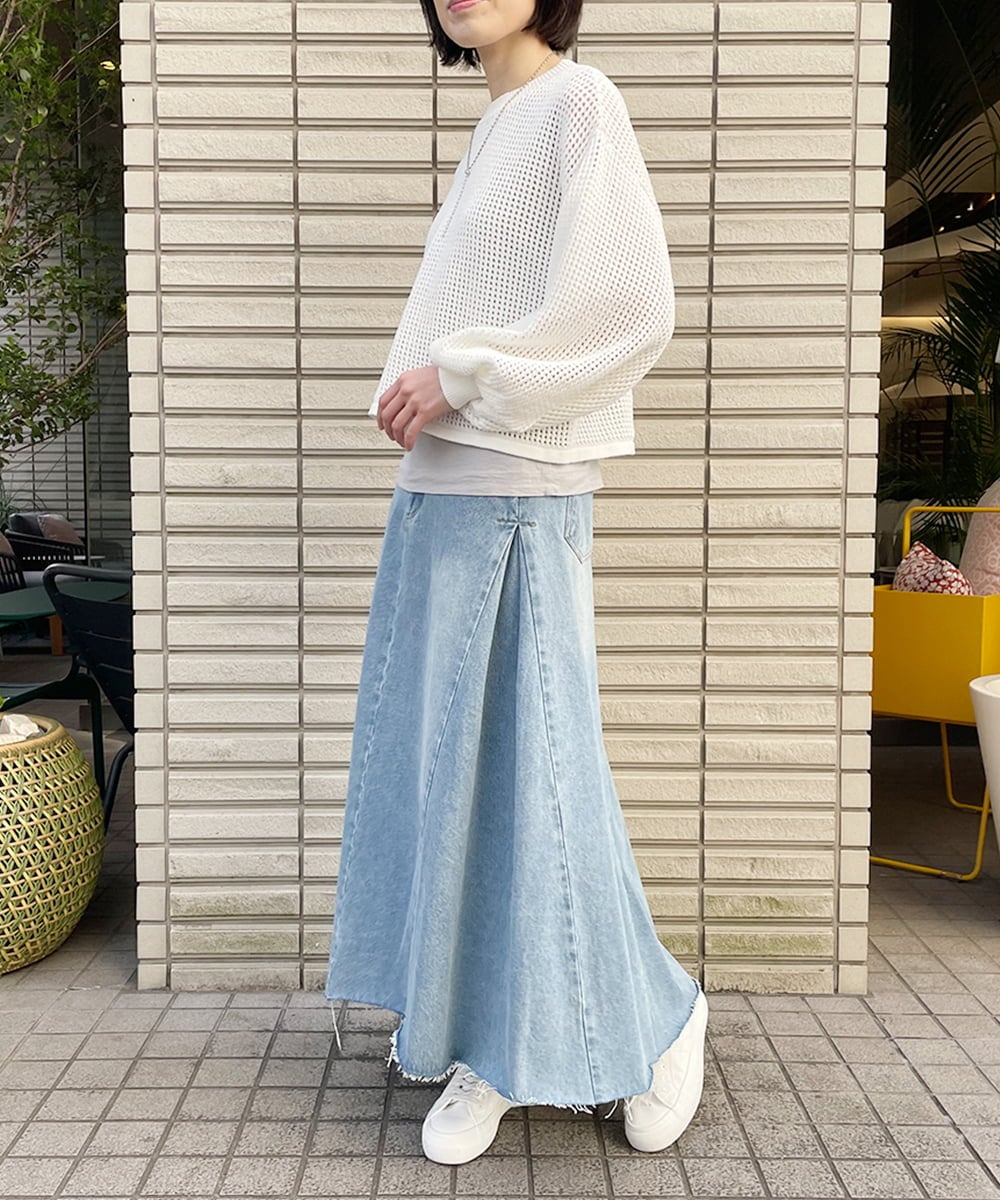 ZMFEW06130 al'aise modulation(アレーズモジュレーション) ワッフルメッシュニットプルオーバー ホワイト
