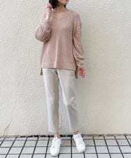 ZMFEW07150 al'aise modulation(アレーズモジュレーション) Vネックラメニットプルオーバー ピンク