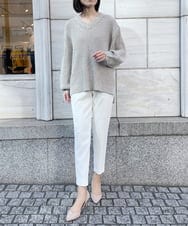 ZMFEW07150 al'aise modulation(アレーズモジュレーション) Vネックラメニットプルオーバー ベージュ