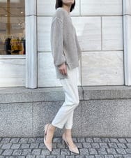 ZMFEW07150 al'aise modulation(アレーズモジュレーション) Vネックラメニットプルオーバー ベージュ