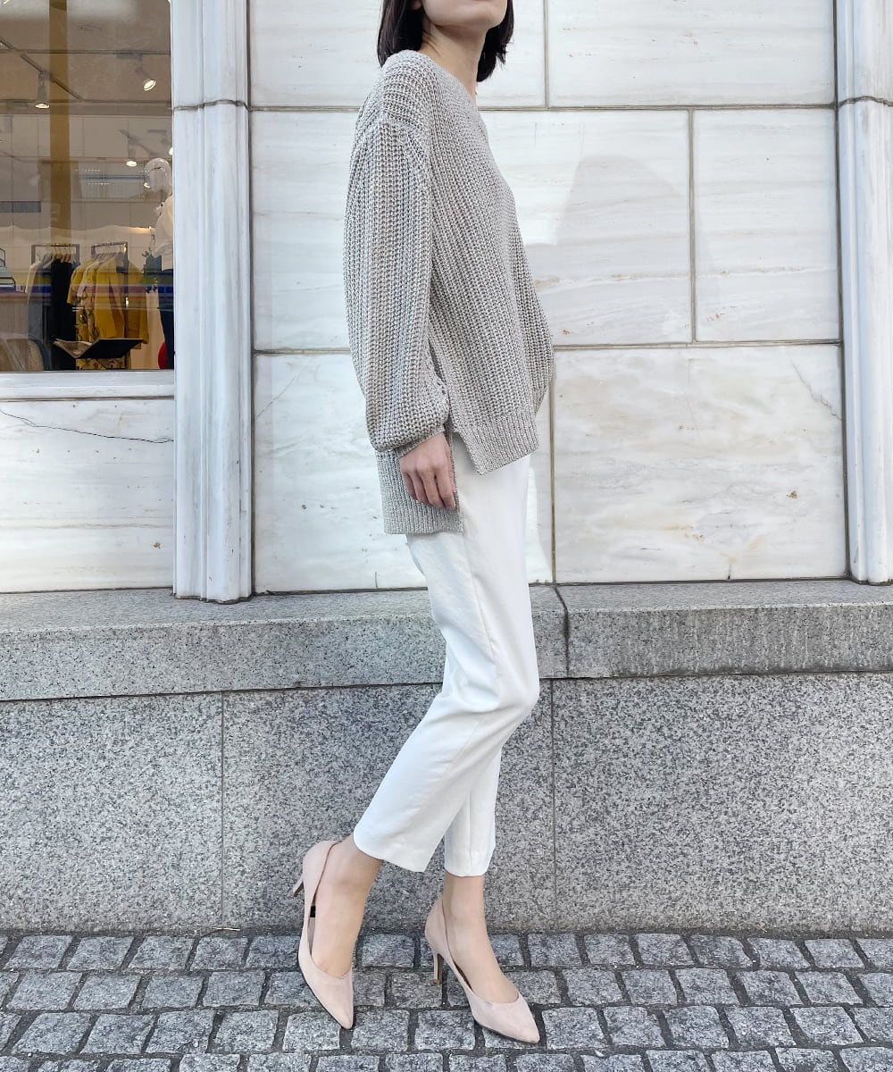 ZMFEW07150 al'aise modulation(アレーズモジュレーション) Vネックラメニットプルオーバー ベージュ