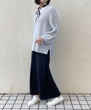 ZMFEW07150 al'aise modulation(アレーズモジュレーション) Vネックラメニットプルオーバー ライトグレー