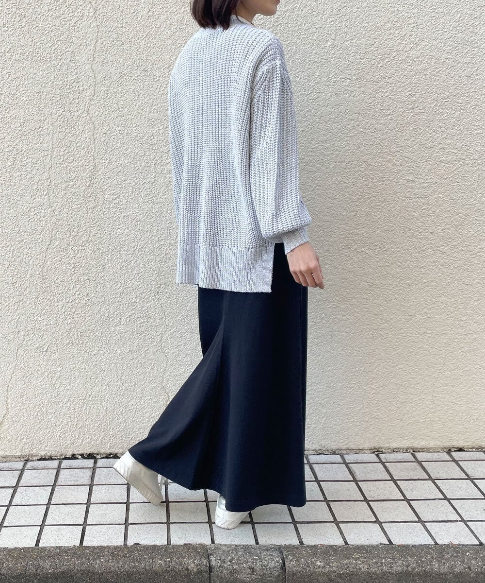 ZMFEW07150 al'aise modulation(アレーズモジュレーション) Vネックラメニットプルオーバー ライトグレー