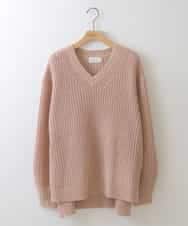 ZMFEW07150 al'aise modulation(アレーズモジュレーション) Vネックラメニットプルオーバー ピンク