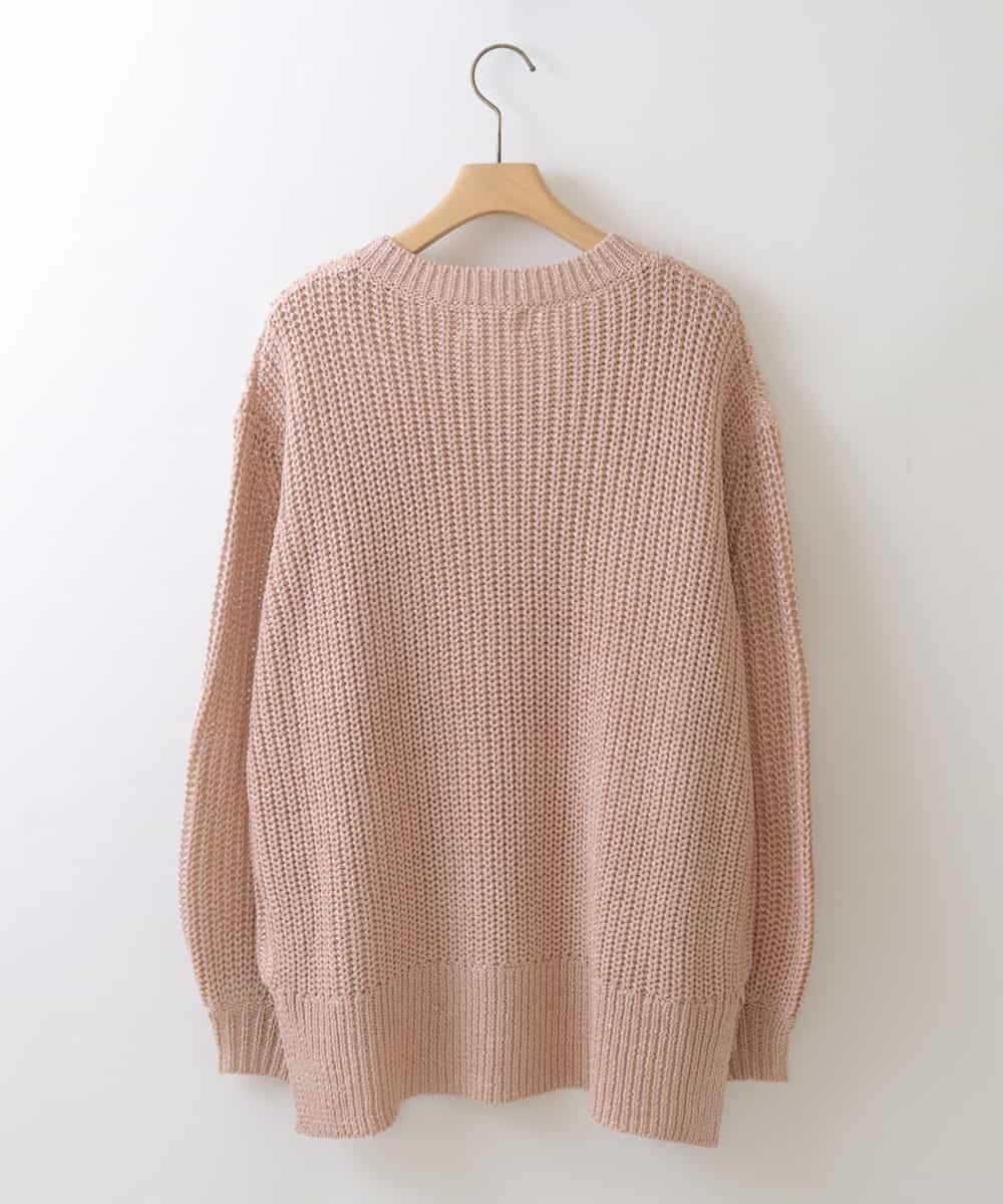 ZMFEW07150 al'aise modulation(アレーズモジュレーション) Vネックラメニットプルオーバー ピンク