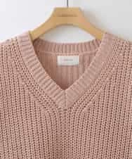 ZMFEW07150 al'aise modulation(アレーズモジュレーション) Vネックラメニットプルオーバー ピンク