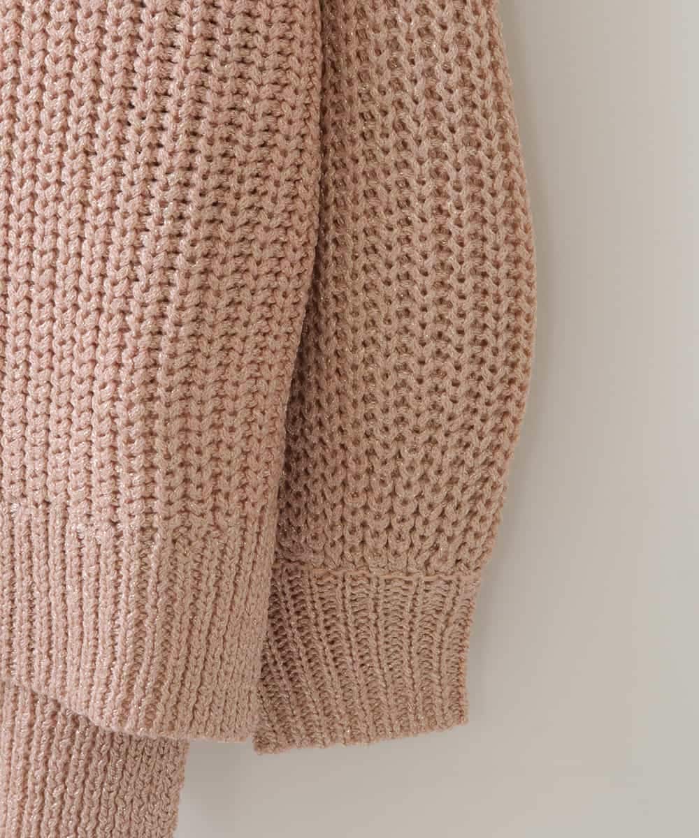 ZMFEW07150 al'aise modulation(アレーズモジュレーション) Vネックラメニットプルオーバー ピンク