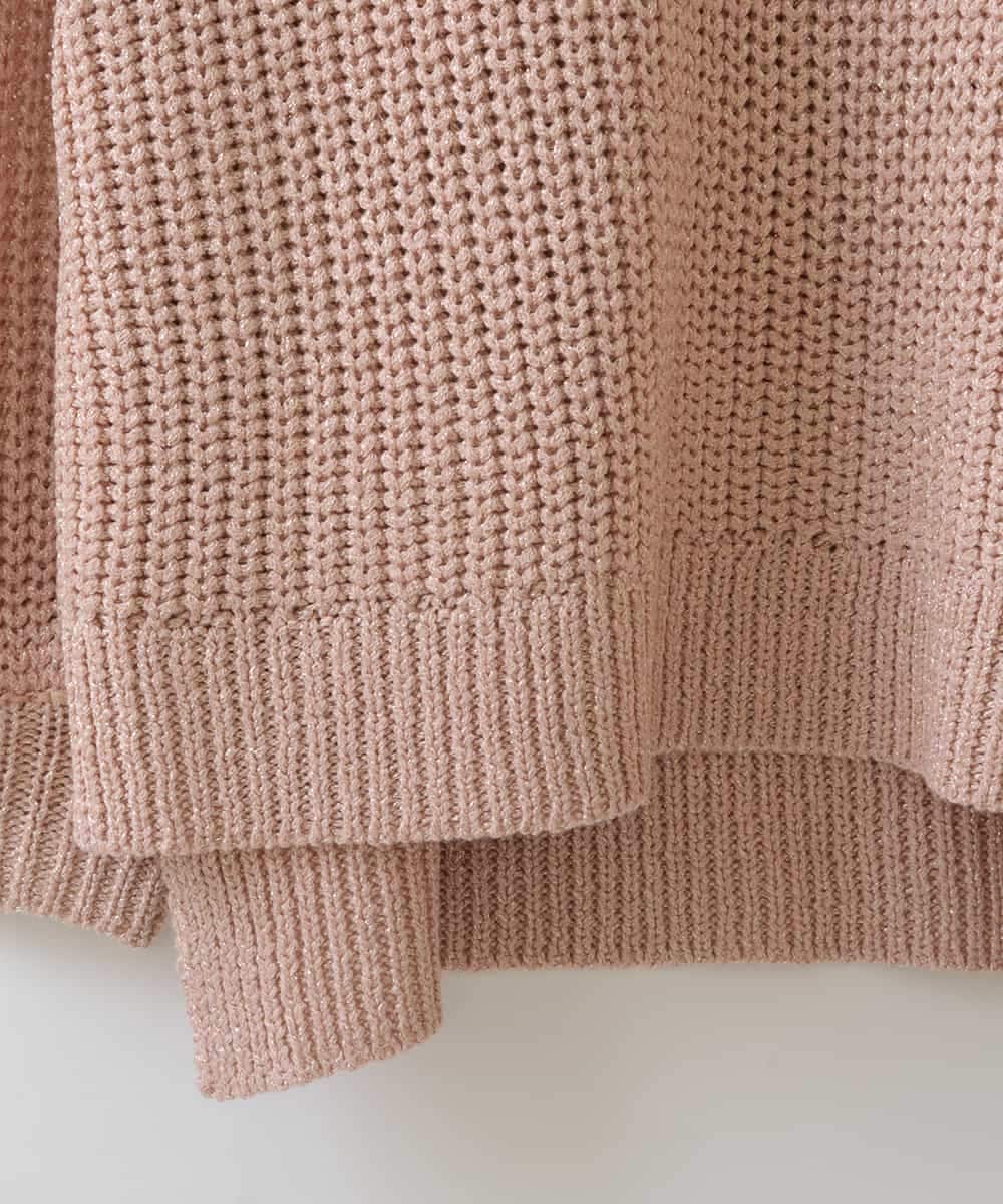 ZMFEW07150 al'aise modulation(アレーズモジュレーション) Vネックラメニットプルオーバー ピンク