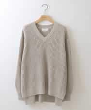 ZMFEW07150 al'aise modulation(アレーズモジュレーション) Vネックラメニットプルオーバー ベージュ