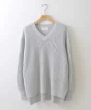 ZMFEW07150 al'aise modulation(アレーズモジュレーション) Vネックラメニットプルオーバー ライトグレー