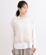 ZMFGB18098 al'aise modulation(アレーズモジュレーション) 【洗える】コード刺繍ニットベスト ベージュ