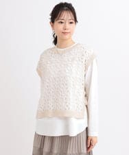 ZMFGB18098 al'aise modulation(アレーズモジュレーション) 【洗える】コード刺繍ニットベスト ベージュ