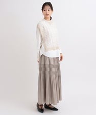 ZMFGB18098 al'aise modulation(アレーズモジュレーション) 【洗える】コード刺繍ニットベスト ベージュ