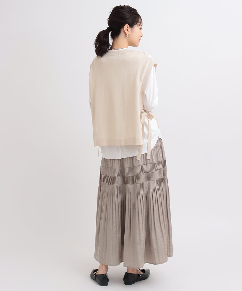 ZMFGB18098 al'aise modulation(アレーズモジュレーション) 【洗える】コード刺繍ニットベスト ベージュ