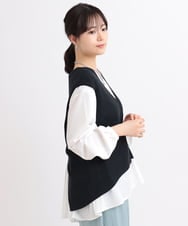 ZMFGB19150 al'aise modulation(アレーズモジュレーション) 【セットアイテム/洗える】バックスリットベストプルオーバーセット ブラック