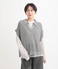 ZMFGB23069 al'aise modulation(アレーズモジュレーション) ラメ混メッシュスキッパーニット シルバー