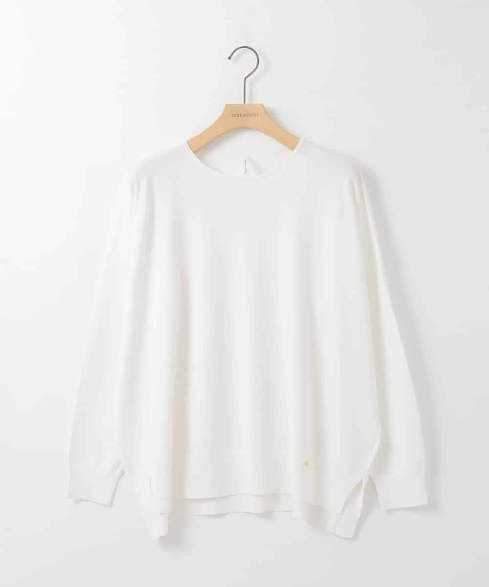 ZMFGE10110 al'aise modulation(アレーズモジュレーション) 【洗える】サイドスリットニットプルオーバー ホワイト