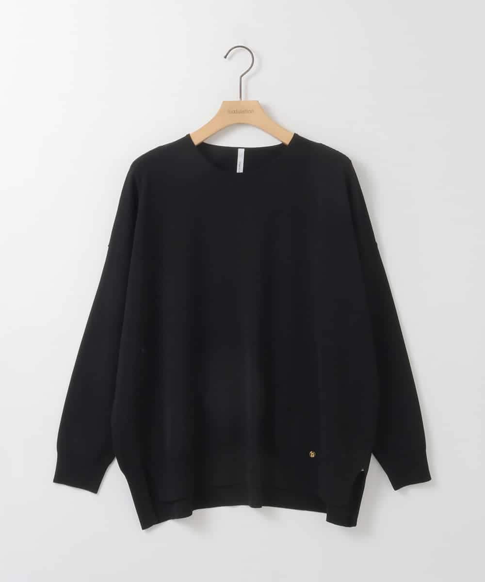 ZMFGE10110 al'aise modulation(アレーズモジュレーション) 【洗える】サイドスリットニットプルオーバー ブラック
