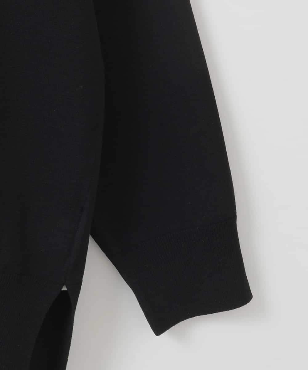 ZMFGE10110 al'aise modulation(アレーズモジュレーション) 【洗える】サイドスリットニットプルオーバー ブラック