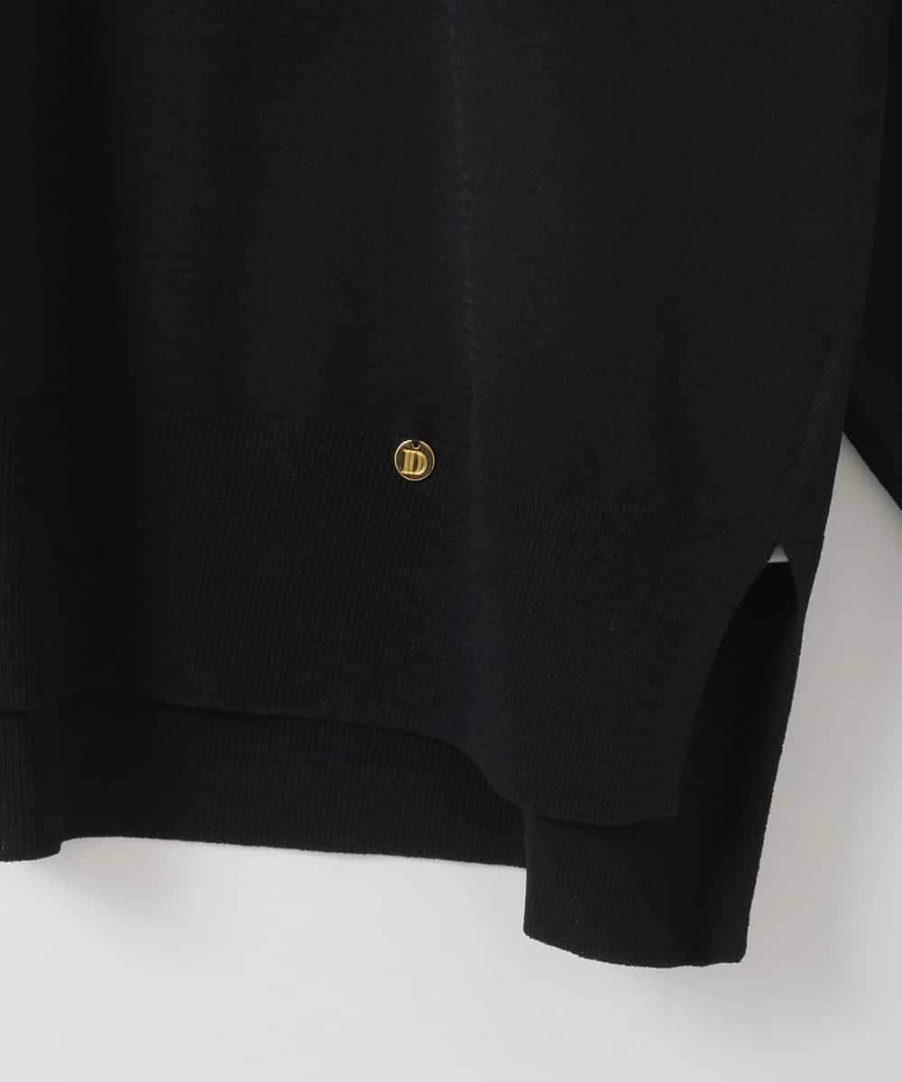 ZMFGE10110 al'aise modulation(アレーズモジュレーション) 【洗える】サイドスリットニットプルオーバー ブラック