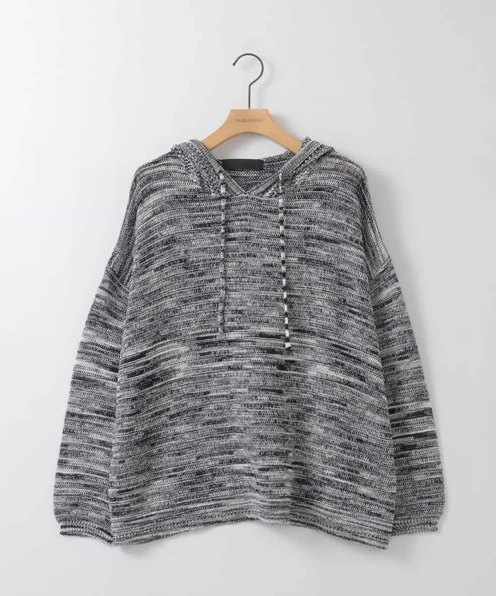 ZMFGE12140 al'aise modulation(アレーズモジュレーション) フードニットプルオーバー ダークグレー