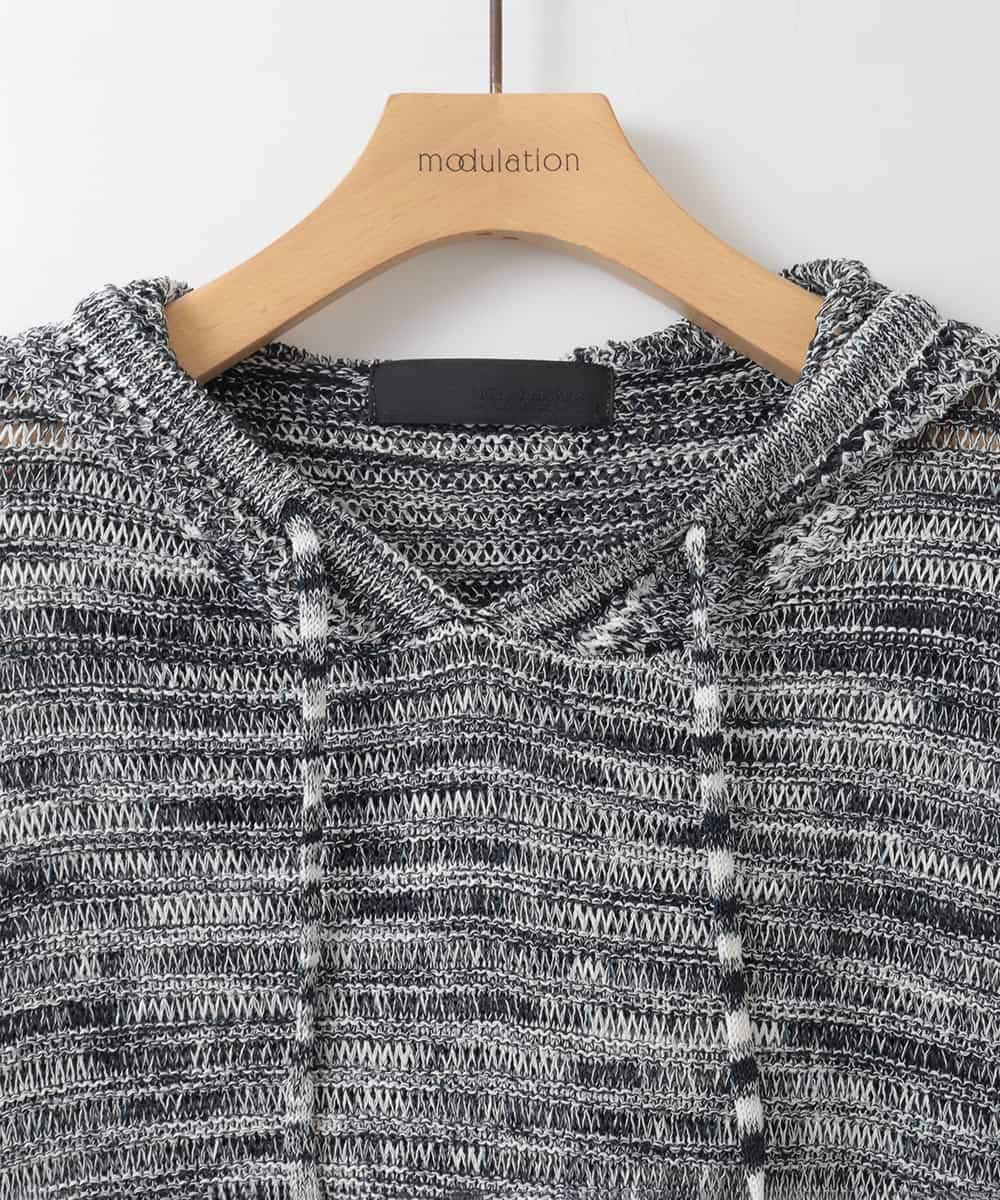 ZMFGE12140 al'aise modulation(アレーズモジュレーション) フードニットプルオーバー ダークグレー