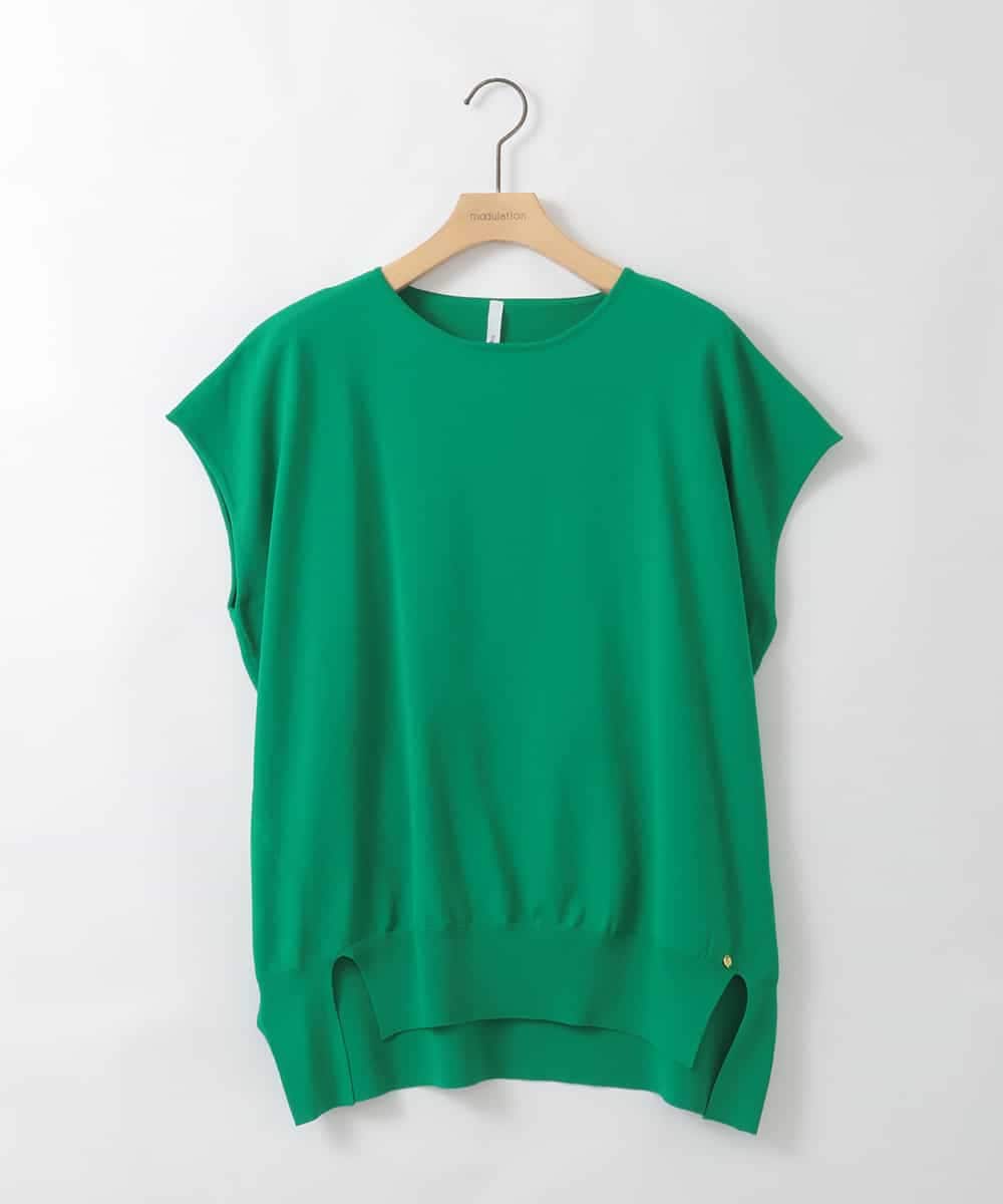 ZMFGE13100 al'aise modulation(アレーズモジュレーション) 【洗える】フレンチスリーブカットソー グリーン