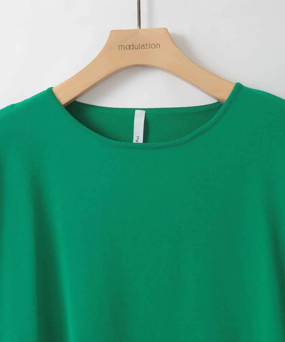 ZMFGE13100 al'aise modulation(アレーズモジュレーション) 【洗える】フレンチスリーブカットソー グリーン